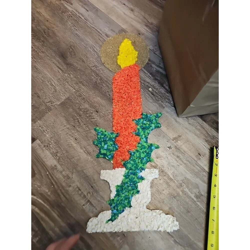 Vintage Melted Plastic Popcorn  Santa &  Tree & Candle Christmas Decorations 22